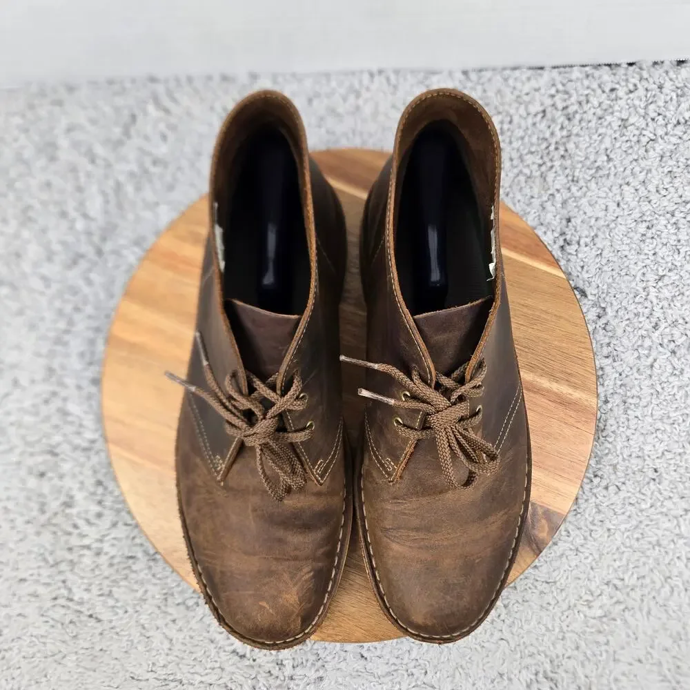 Clarks Mens 11.5M Bushacre 2 Brown Leather Distressed Daily Desert Chukka Boot